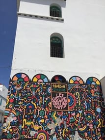 jjc students study abroad in morocco asilah building mural