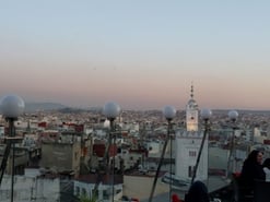 jjc students study abroad in morocco view from rooftop cafe tangier joliet junior college