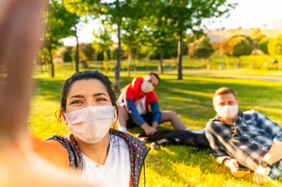 People Outside with Masks