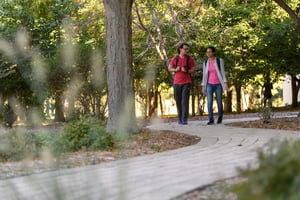 students walking outside